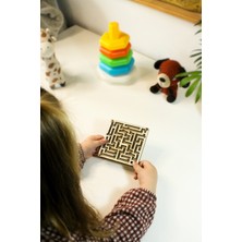 Feyza Design Ahşap Labirent Oyunu - Montessori Doğal Ahşap Eğitici Oyuncak