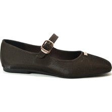 Beety 9014 Kahverengi Tokalı Şık Günlük Kadın Babet Ayakkabı