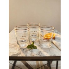 Sigma Glass 3 Parça Mottolu Meşrubat ve Su Bardağı Seti - Nevada Özel Tasarım Gold Detaylı