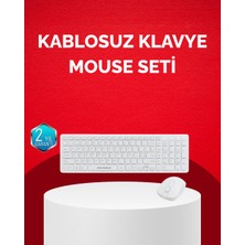 Kuzgun Ticaret Tam Boy Kablosuz Klavye Mouse Seti - Gelişmiş Bağlantı ve Sessiz Performans - Lisinya