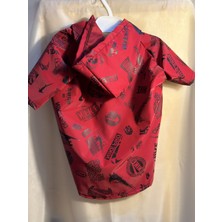 Kırmızı Desenli Su Geçirmez Köpek Kıyafeti - Rüzgar Geçirmez Kapüşonlu Hoodie Yağmurluk