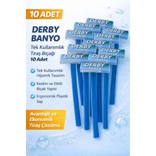 Derby Banyo Tek Kullanımlık Tıraş Bıçağı 10 Adet Plastik Saplı Ekonomik Pratik Tıraş Jileti
