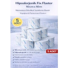 Hipoalerjenik Fix Flaster 10 cm x 10 M 5 Adet Nonwoven Medikal Sabitleme Bandı Yapışkanlı Pansuman Flasteri