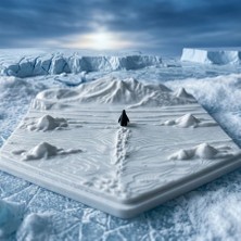 Riva Self 3D Tasarım Penguen ve Karlı Dağ Manzaralı Dekoratif Biblo - Minimalist Masa Üstü Aksesuarıiv