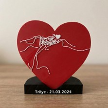 Riva Self 3D Tasarım Kalp Formunda Şehir Konum Haritası Dekoratif Masa Üstü Aksesuarı