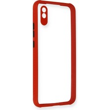 Kuzgun Ticaret Xiaomi Redmi 9A Kılıf Miami Şeffaf Silikon - Kırmızı