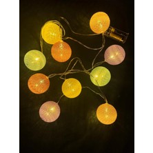 Kuzgun Ticaret 2m 10'lu Işıklı Renkli Top Dekoratif Süs Pilli MZ-312