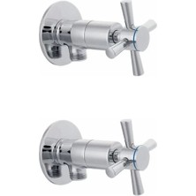 Kuzgun Ticaret 2 Li Artı Aç Kapa 4 Kollu Krom Çevirveli Taharet Musluğu ( Lisinya )