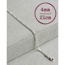 Generic Şık Tasarım 925 Ayar Gümüş Erkek Bileklik - Figaro Model-21cm/4mm