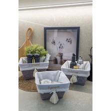 Kuzgun Ticaret Çok Amaçlı Saklama Organizer Kutu Kare Keçe Sepet (3 Boy) ( Lisinya )