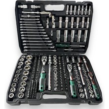 Kuzgun Ticaret Tam Profesiyonel Germany 72 Diş Eğik Cırcır 216 Parça Lokma Takımı Oto Tamirci Tam Set 1/2-3/8-1/4 ( Lisinya )