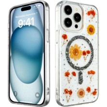 Kuzgun Ticaret Iphone 15 Pro Max Kılıf Daisy Simli Magsafe Kapak - Siyah