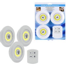 Kuzgun Ticaret 3lü Uzaktan Kumandalı Yapışkanlı Kablosuz LED Spot Lambalar