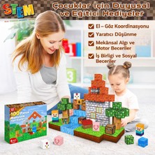 Feyza Design 100 Parça Manyetik Minecraft Temalı Yapı Oyuncağı - Zeka Geliştirici Blok Seti