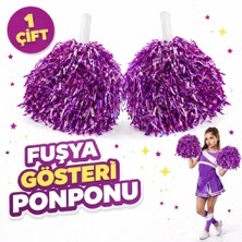 Magicool 1 Çift ( 2 Adet ) Fuşya Renk 23 Nisan 19 Mayıs 29 Ekim Okul Gösteri Ponponları