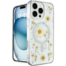 Magicool Iphone 16 Pro Max Kılıf Daisy Simli Magsafe Kapak - Gümüş