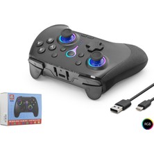 İlkyaz Fashion Bluetooth Gamepad Pc Ios Android Switch Ps3 Ps4 Uyumlu Rgb - Siyah ND505B