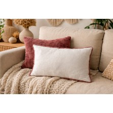 Bn Çaki Pelüş Çift Taraflı Kırlent Kılıfı Bordo 50X30