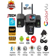 Jtech O-Kam OK-204PLUSW (3mp+3mp+3mp) 9mp Wi-Fi 3 Lens Çakarlı Alert 1 Ptz Akıllı Kamera