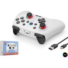 İlkyaz Fashion Bluetooth Gamepad Pc Ios Android Switch Ps3 Ps4 Uyumlu Rgb - Beyaz ND505W