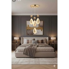 Aura Lıghtıng 4'lü Gold Badem Sarkıt 3 Renk LED Modern Salon/antre/yatak Odası Avizesi