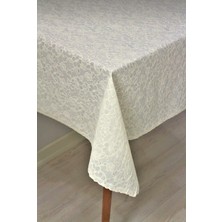 Üks Dantel Görünümlü Pvc Muşamba Masa Örtüsü - Sıvı Geçirmez & Silinebilir Güpürlü Mutfak Örtüsü 120X152
