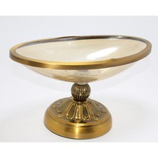 Balkan Grup Antik Eskitme Gold Ayaklı Dekoratif Cam Gondol Sunumluk