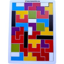 Feyza Design Ahşap Tetris Blok Puzzle - Çocuklar Için Zeka ve Beceri Oyunu