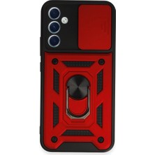 Kuzgun Ticaret Samsung Galaxy A34 5g Kılıf Pars Lens Yüzüklü Silikon - Kırmızı