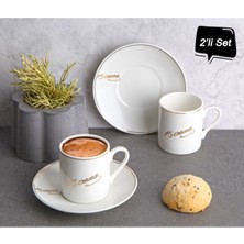 Cngzhn Atatürk Imza Tasarımlı Porselen 2'li Kahve Seti