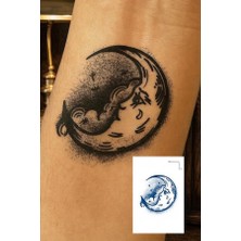 Ay Figürlü Figürlü 12 Saat Sonra Kararan Geçici Dövme Tattoo 9X12 cm