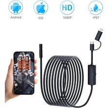Kuzgun Ticaret Endoskop Yılan Video Kamera Ios ve Android Uyumlu Led’li 10 Metre 8 mm Sert Kablo 2mp