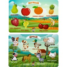 Feyza Design Ahşap Türkçe-Ingilizce 2'li Öğretici Puzzle Seti