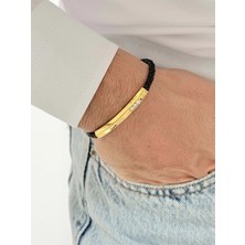 Ferro Sarı Çelik Deri Erkek Bileklik FRJ10190A-B 2 Yıl Garantili Hediye Paketli