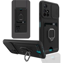 Kuzgun Ticaret Xiaomi Redmi Note 11T Kılıf Zuma Kartvizitli Yüzüklü Silikon - Siyah