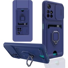 Kuzgun Ticaret Xiaomi Redmi Note 11T Kılıf Zuma Kartvizitli Yüzüklü Silikon - Lacivert