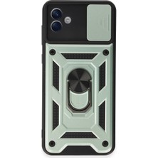 Kuzgun Ticaret Samsung Galaxy A04E Kılıf Pars Lens Yüzüklü Silikon - Yeşil