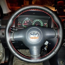 Hasbay Dikişli Direksiyon Kılıfı Noktalı / Siyah Deri Siyah Dikişli Toyota Corolla 2004-2026 Için