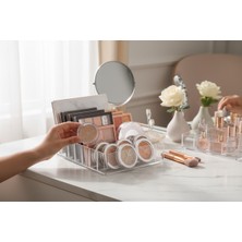 Acria  Şeffaf  Makyaj Malzemeleri Organizeri - Bölmeli Göz Farı, Ruj ve Göz Paleti Düzenleyici Stand