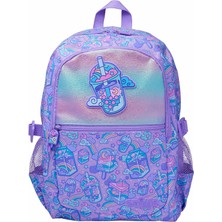 Smiggle Kids Cup Print Sırt Çantası – Lilac, Glitter Ön Panel, Milkshake & Rainbow Desenli