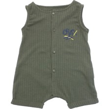 VİTASTORETR Haki Renk Crax Yazılı Çıtçıtlı Yumaşak Kısa Bebek Tulumu