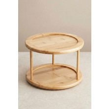 Frolde Bambu Iki Katlı Döner Stand Sunumluk Baharatlık Düzenleyici Stand 24 cm