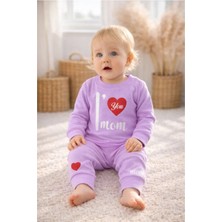 VİTASTORETR I Love You Mom Yazılı Mor Renk Penye 2'li Takım