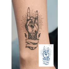 Farklı Dekor Rock El Figürlü Geçici Dövme - 12 Saat Sonra Kararan Tattoo-Vintage Rock Işaretli Dövme