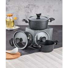 Taç Master Class 6 Parça Tencere Seti Siyah