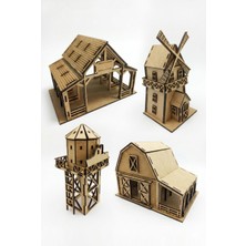 Porsuk Modern Ahşap Çiftlik Seti Boyama Etkinliği Maket Ahşap Hobi Eğlence Proje Etkinlik Boyama Set