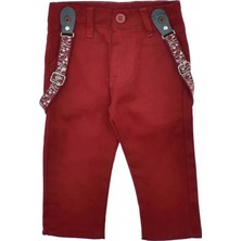 VİTASTORETR Askılı Bordo Keten Erkek Çocuk Pantolonu