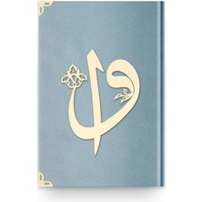 Lisinya Orta Boy Kadife Kuran-I Kerim (Gökyüzü Mavi, Elif-Vavlı, Mühürlü)