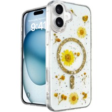 Magicool Iphone 16 Kılıf Daisy Simli Magsafe Kapak - Gold