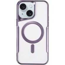 Magicool Iphone 15 Plus Kılıf Boyi Magsafe Silikon Kapak - Derin Mor